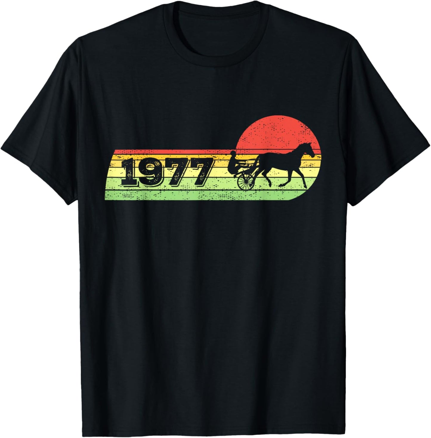Vintage 1977 Birthday Harness-Racing horses Trotting-race T-Shirt - T-Shirt | Black