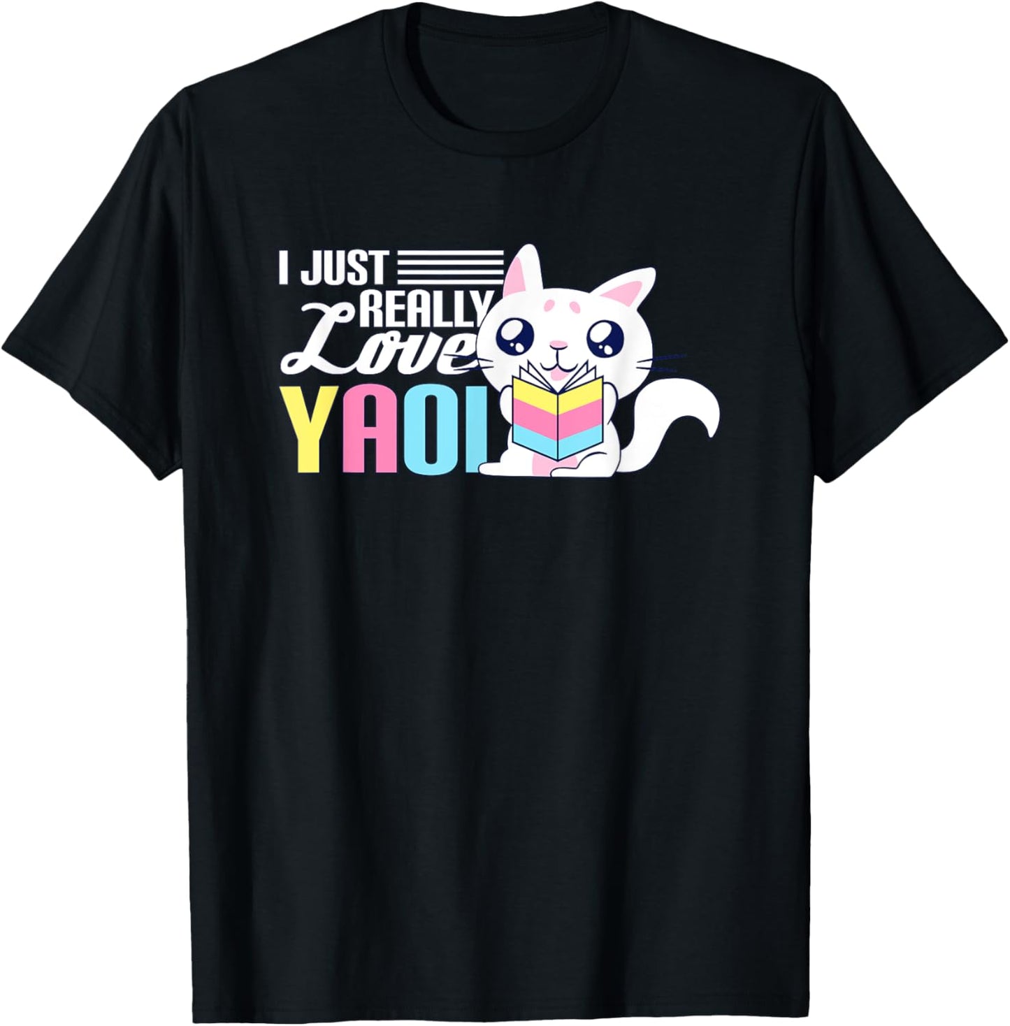 Fujoshi I Yaoi BL Love Manga I Cute Cat T-Shirt - T-Shirt | Black