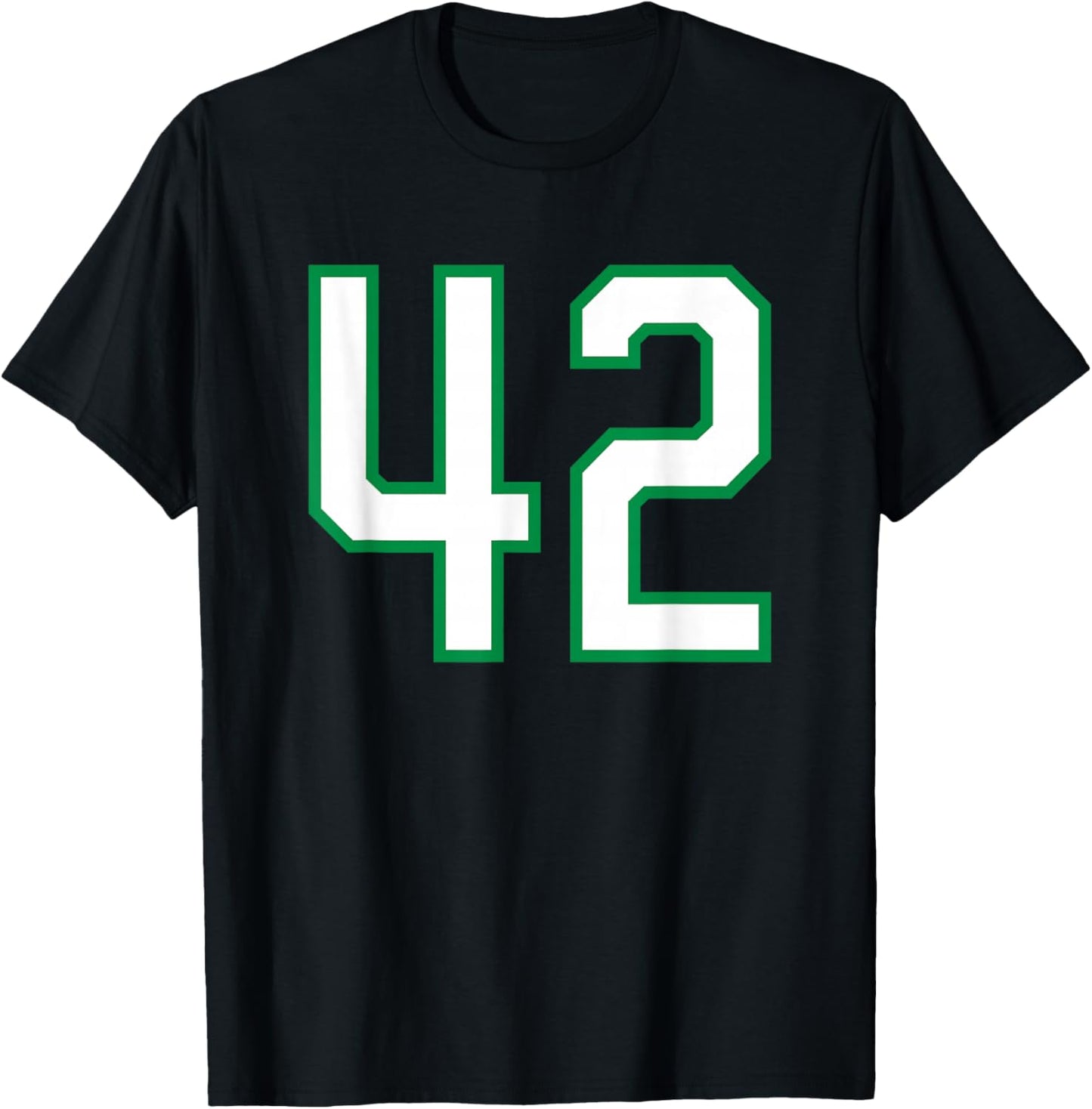 White Green Sports Team Number 42 T-Shirt - T-Shirt | Black