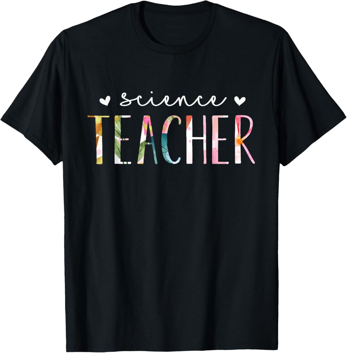 Science Teacher Cute Floral Design Women T-Shirt - T-Shirt | Black