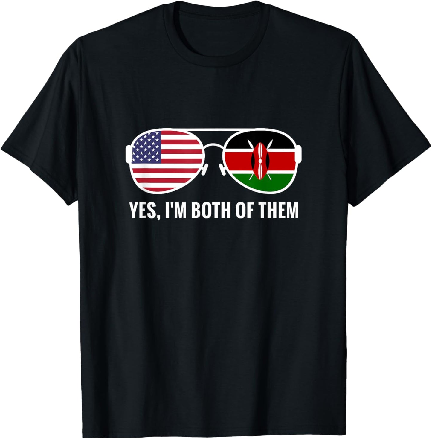 USA Kenya Flag Sunglasses Kenyan Americans T-Shirt - T-Shirt | Black