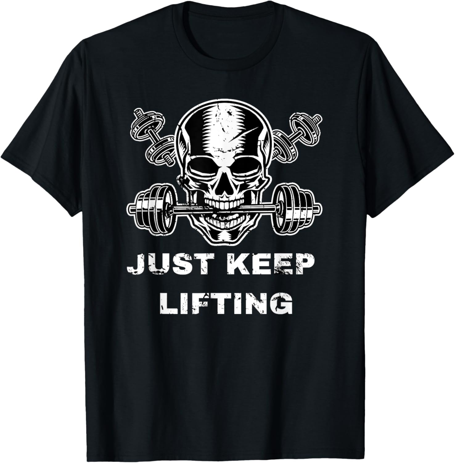 Skull and Crossbones barbell - Just keep lifting deadlift T-Shirt - T-Shirt | Black