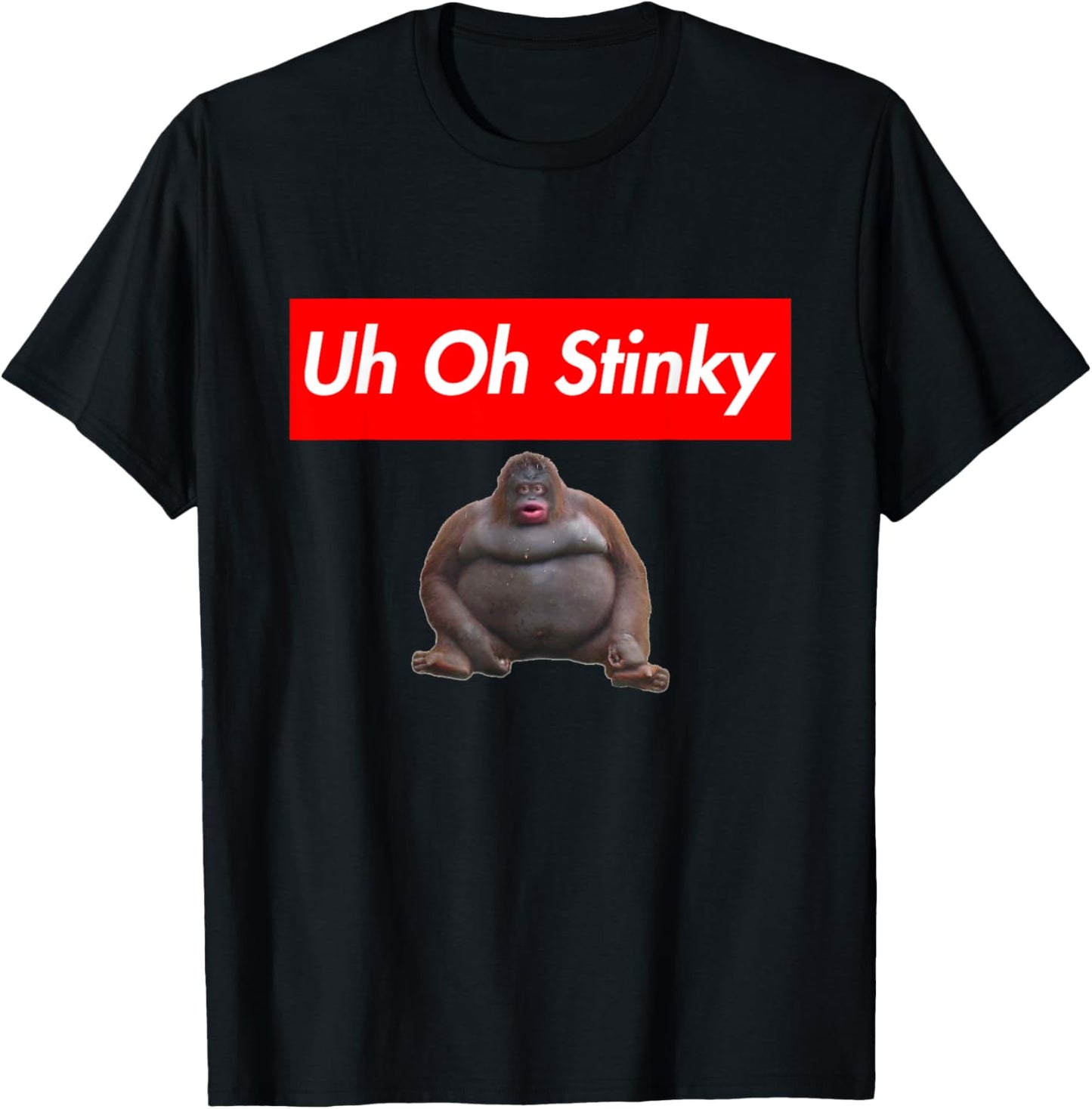 Uh Oh Stinky Monkey Meme T-Shirt - T-Shirt | Black