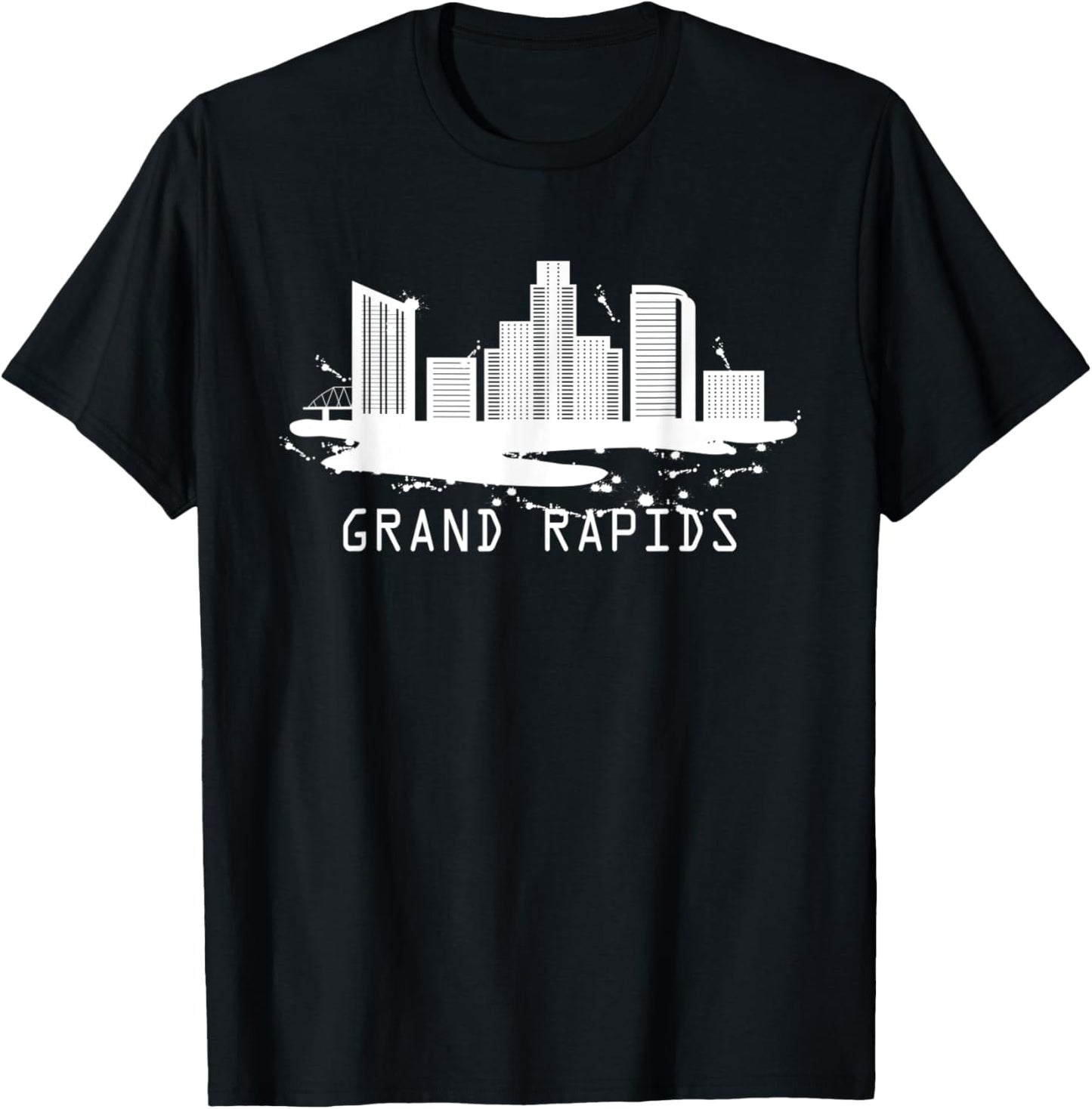 Grand Rapids Cityscape - Grand Rapids Michigan Skyline T-Shirt - T-Shirt | Black