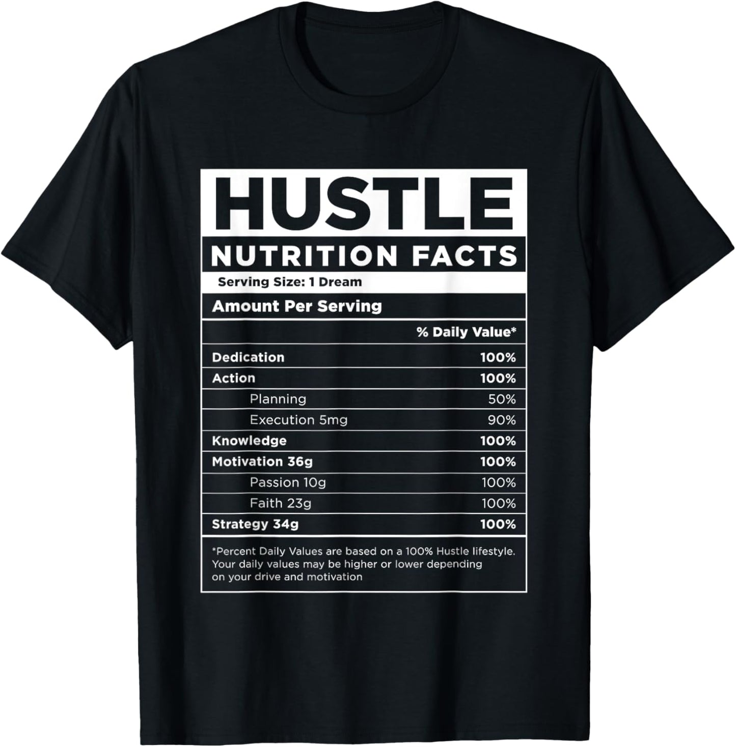 Hustle Nutrition Facts Hundred Dollar Bills Money Hustler T-Shirt - T-Shirt | Black