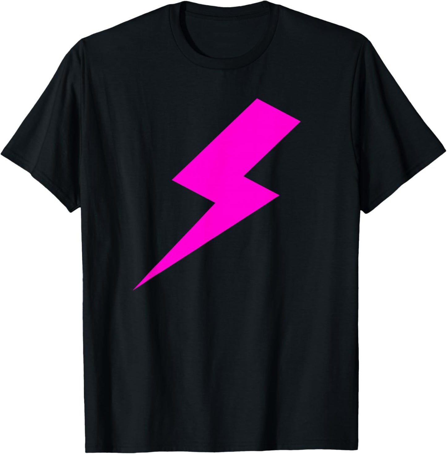 Lightning Bolt Hot Pink Flash Print T-Shirt - T-Shirt | Black