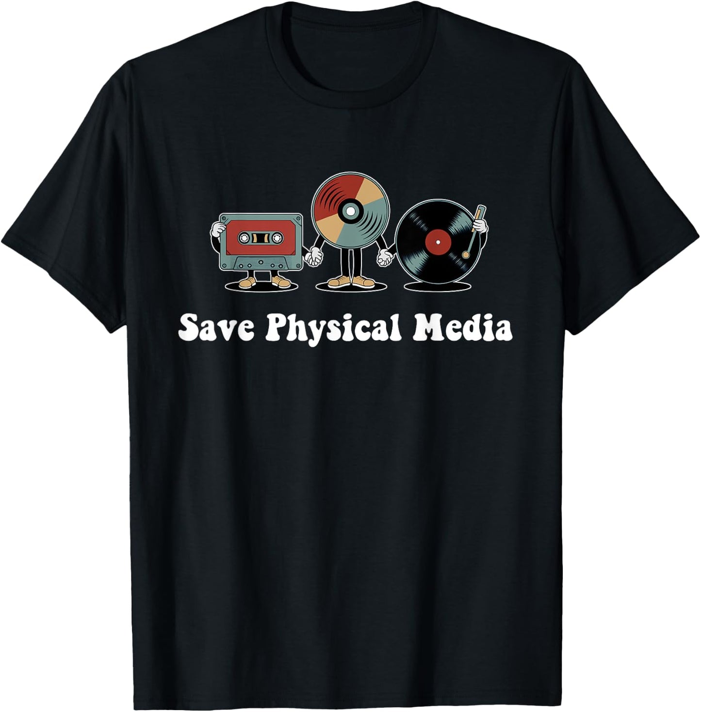Save Physical Media – Retro VHS, CDs, Vinyl Record, DVD T-Shirt - T-Shirt | Black