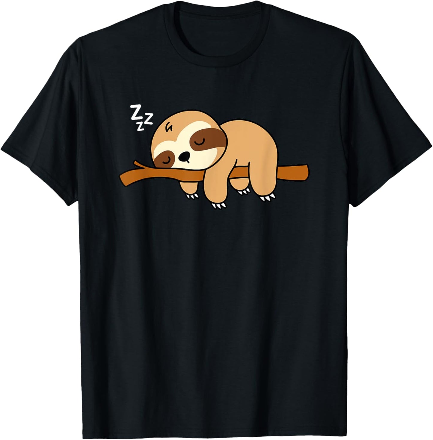 Adorable Animal Graphic Funny Nap Tired Sleeping Cute Sloth T-Shirt - T-Shirt | Black