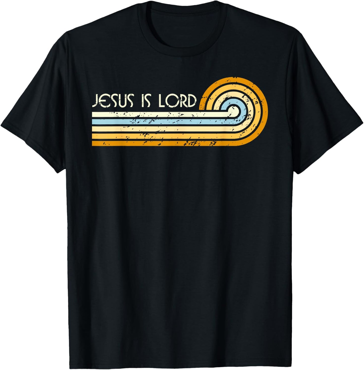 Retro Groovy 1970s 1980s Jesus is Lord Romans 10:9 T-Shirt - T-Shirt | Black