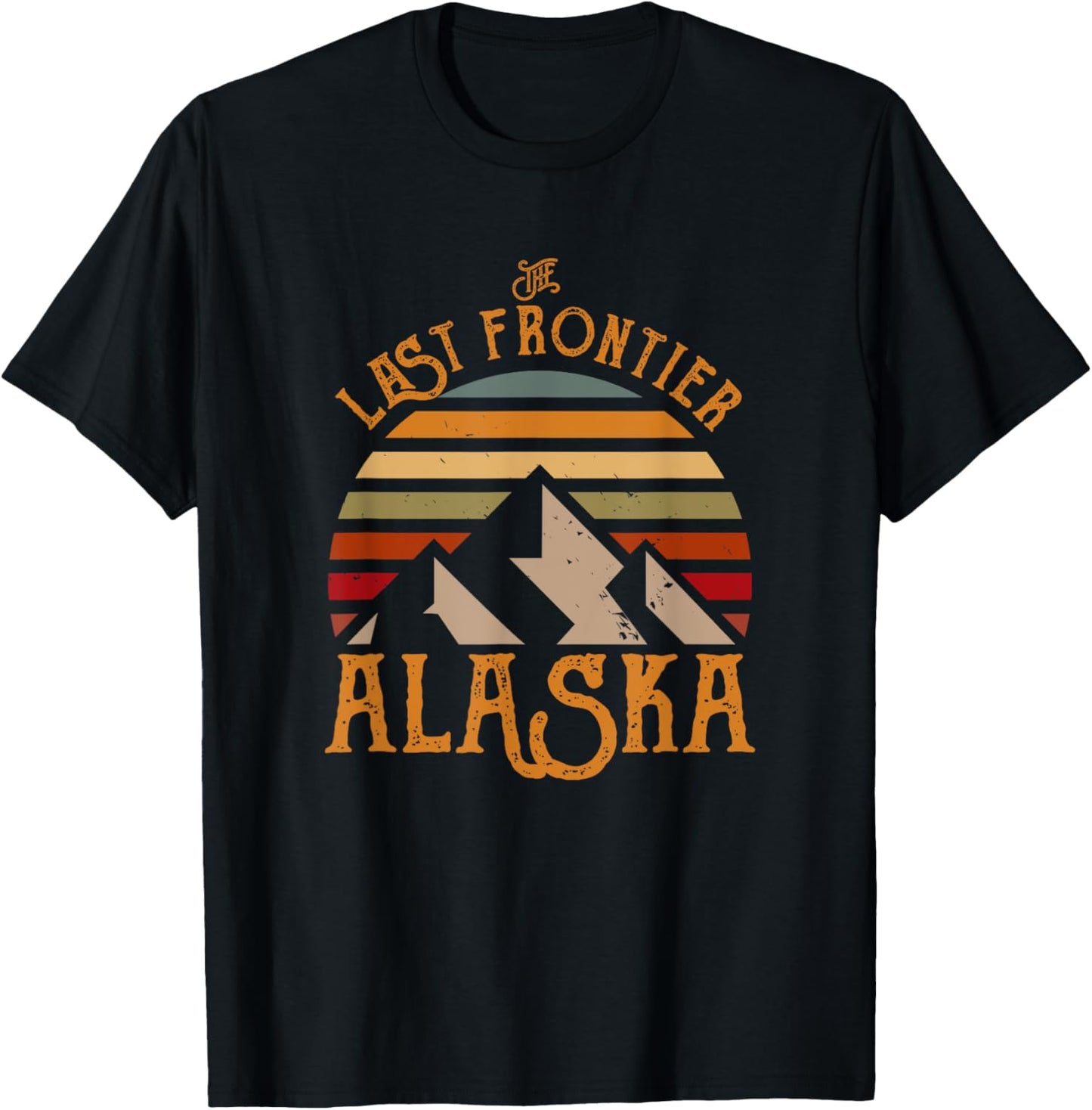 Last Frontier Retro Sun Alaska T-Shirt - T-Shirt | Black