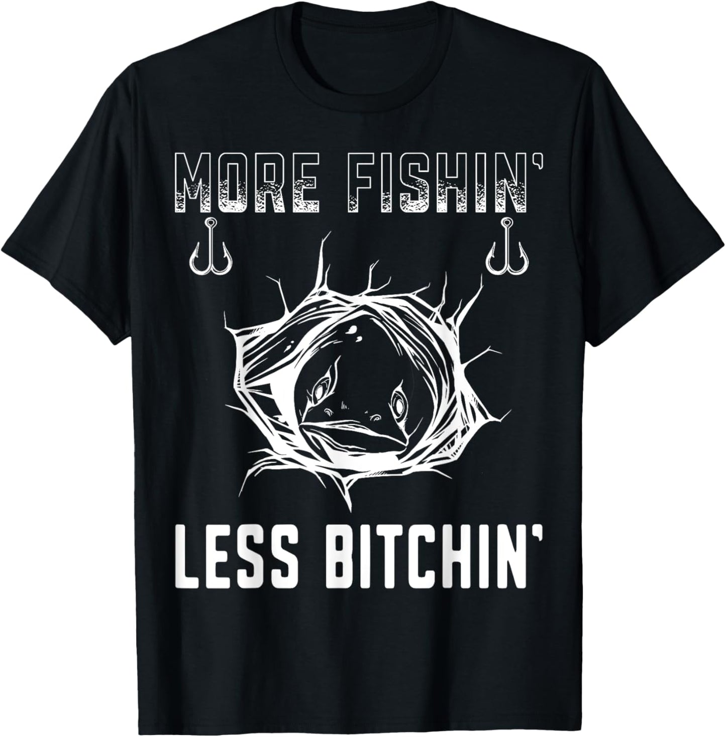 Funny Bass Fisherman Fishing meme T-Shirt - T-Shirt | Black