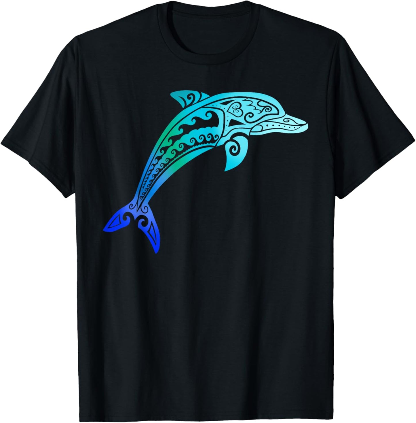 Jumping Dolphin Tribal T-Shirt - T-Shirt | Black