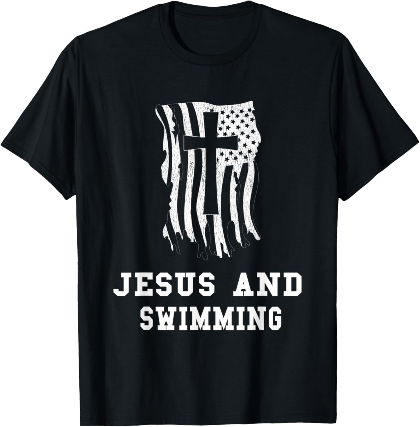 Jesus and Swimming Design / Christian Jesus Fan Swimmers T-Shirt - T-Shirt | Black