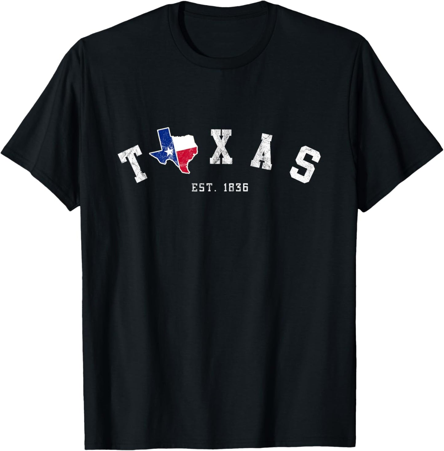 Texas T Shirt Vintage Texas State Est. 1836 With Texan Flag T-Shirt - T-Shirt | Black