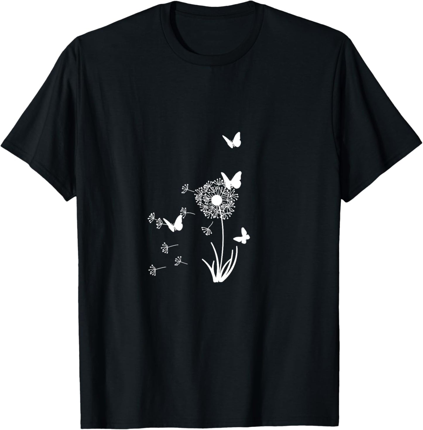Beautiful Dandelion with Butterflies and Spurs Gift T-Shirt - T-Shirt | Black