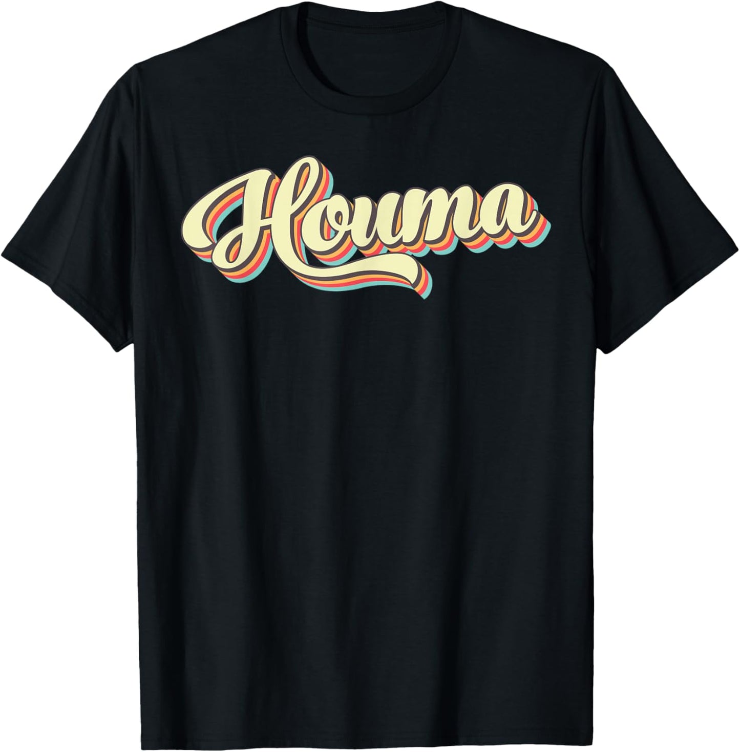 Houma Retro Art Baseball Font Vintage T-Shirt - T-Shirt | Black