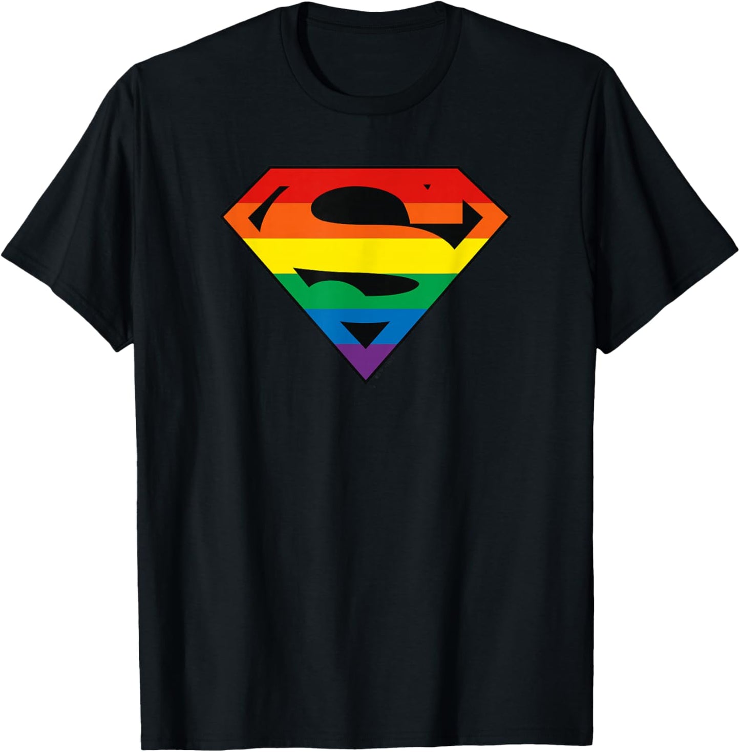 DC Comics Pride Justice League Superman Rainbow Logo T-Shirt - T-Shirt | Black