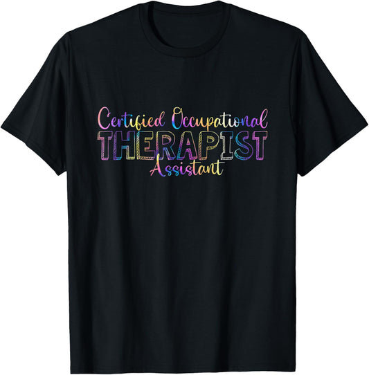 Cute Tie Dye Certified Occupational Therapist Assistant COTA T-Shirt - T-Shirt | Black