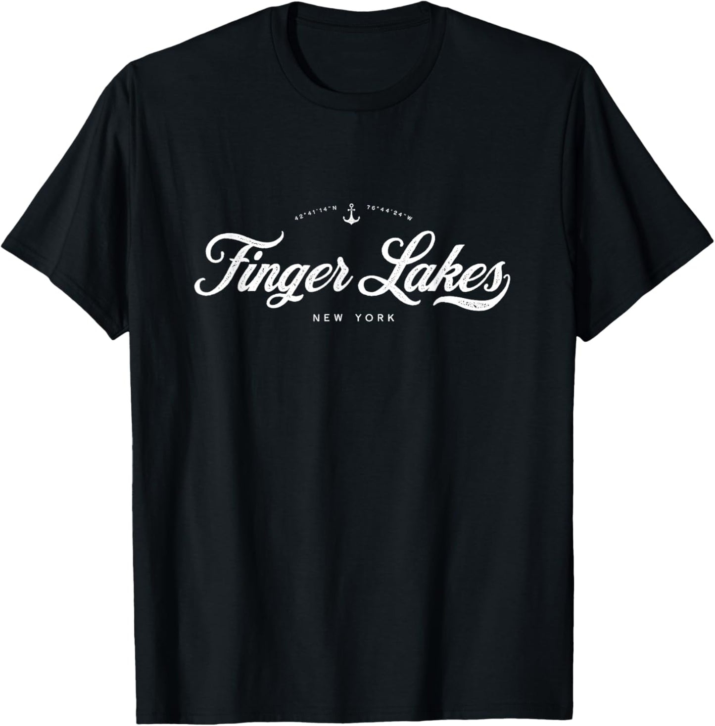 Finger Lakes Upstate New York NY Vintage Retro T-Shirt - T-Shirt | Black