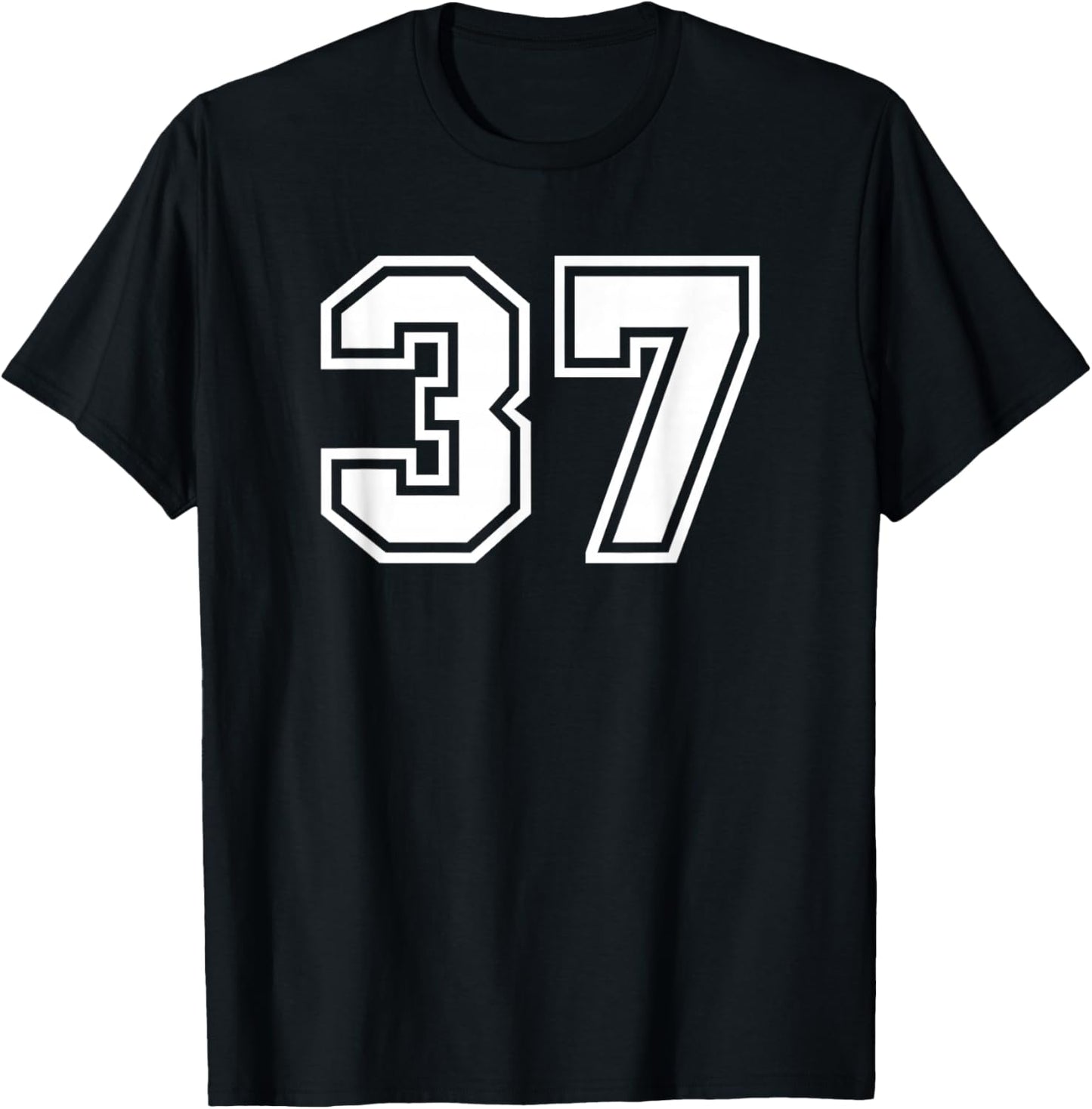 White Sports Team Number #37 T-Shirt - T-Shirt | Black