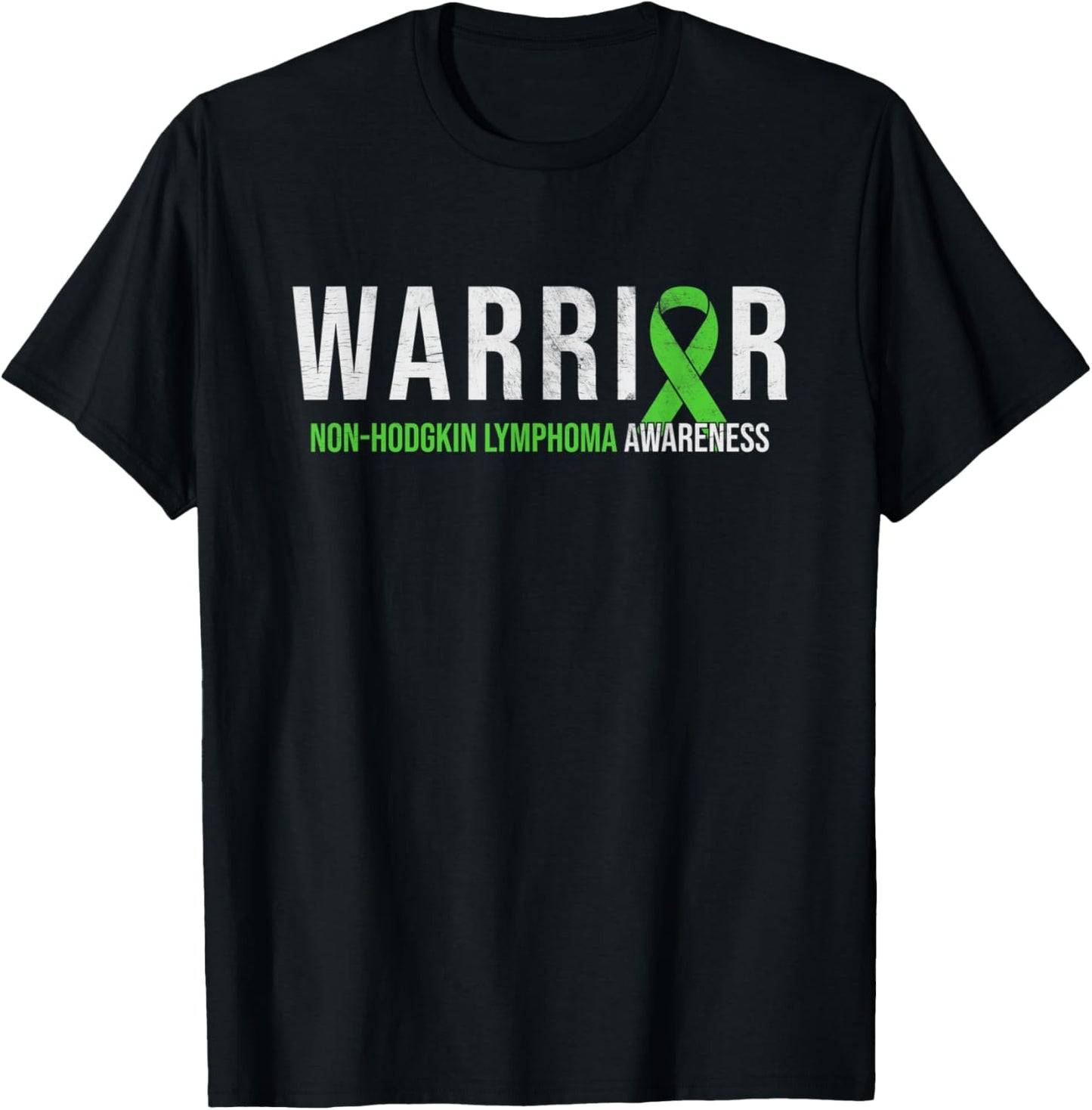 Warrior - Non Hodgkin Lymphoma Cancer Awareness Green Ribbon T-Shirt - T-Shirt | Black