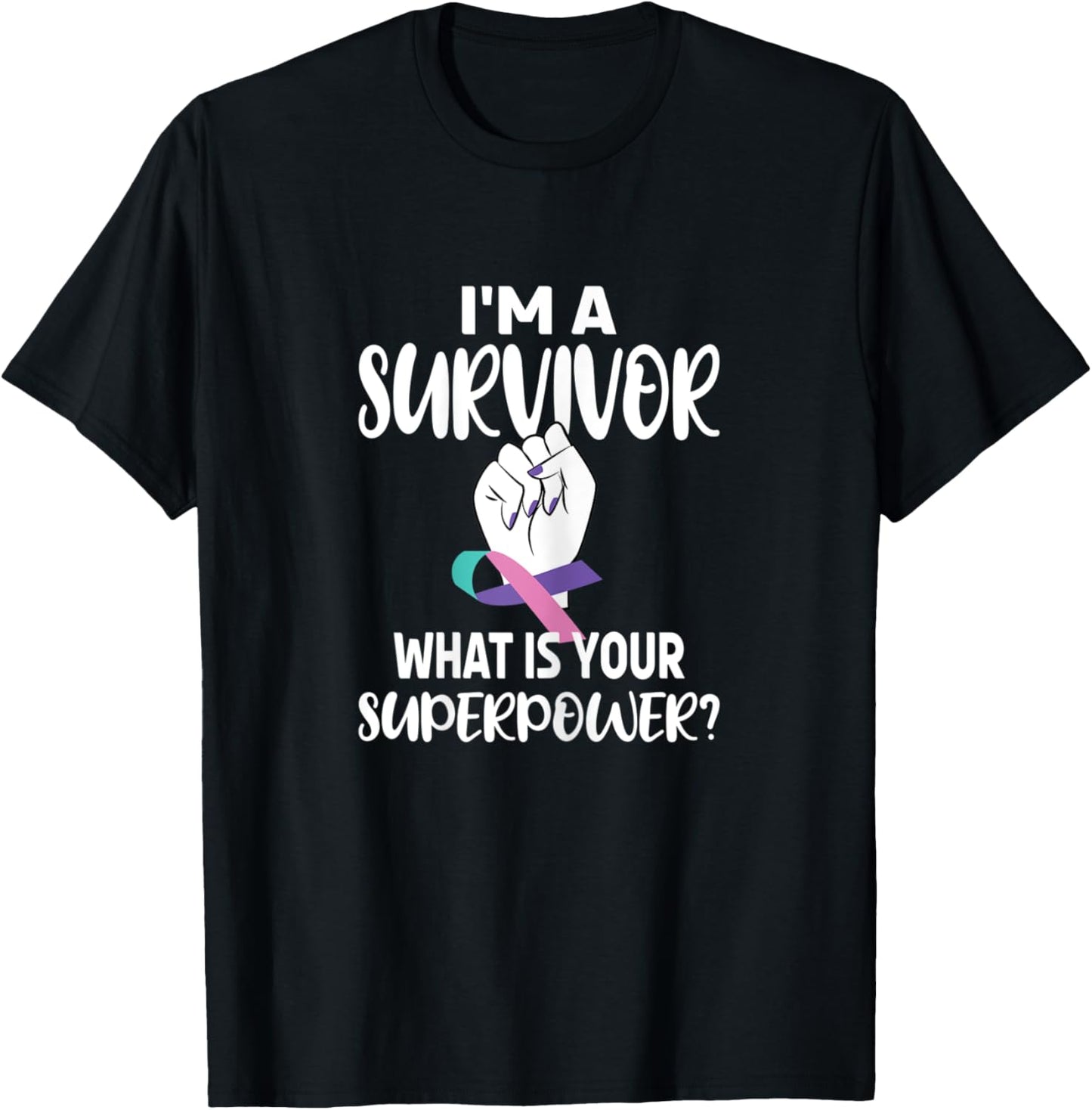 I'm A Survivor Cancer Ribbon Thyroid Cancer Awareness T-Shirt - T-Shirt | Black