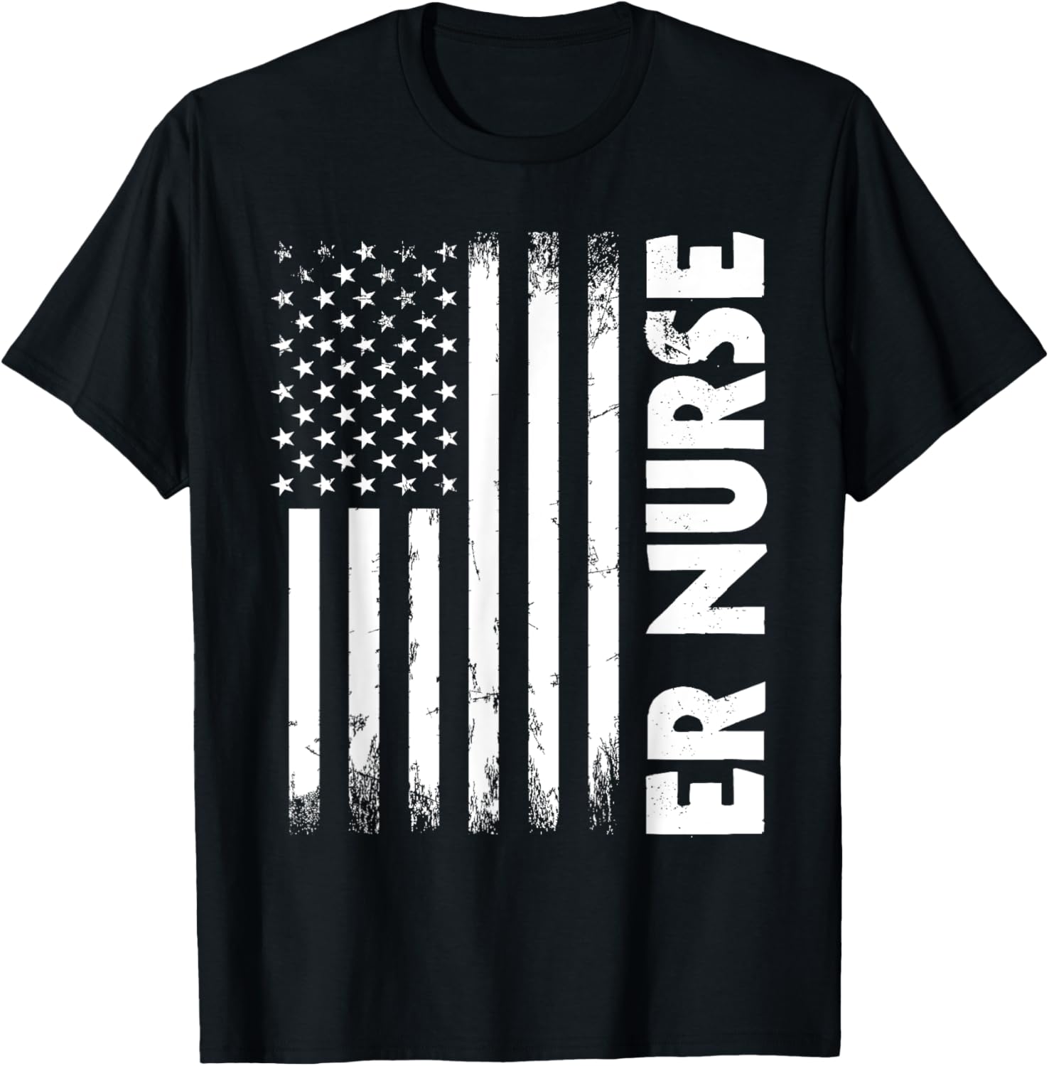 Patriotic Registered ER Nurse USA Flag Nursing RN Healthcare T-Shirt - T-Shirt | Black