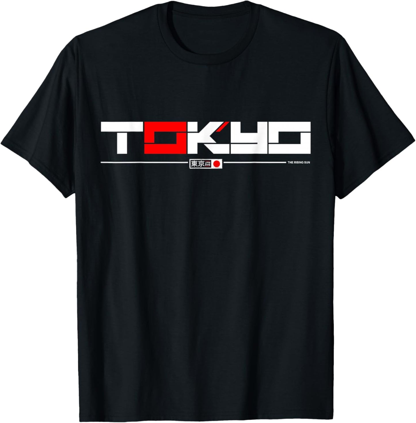 Japanese Streetwear Aesthetic Tokyo Gifts DAIMMER Tokyo - -Adults - Black - Small - Short Sleeve - Retro - Tokyo Skyline & Japanese Flag Graphics T-Shirt - T-Shirt | Black