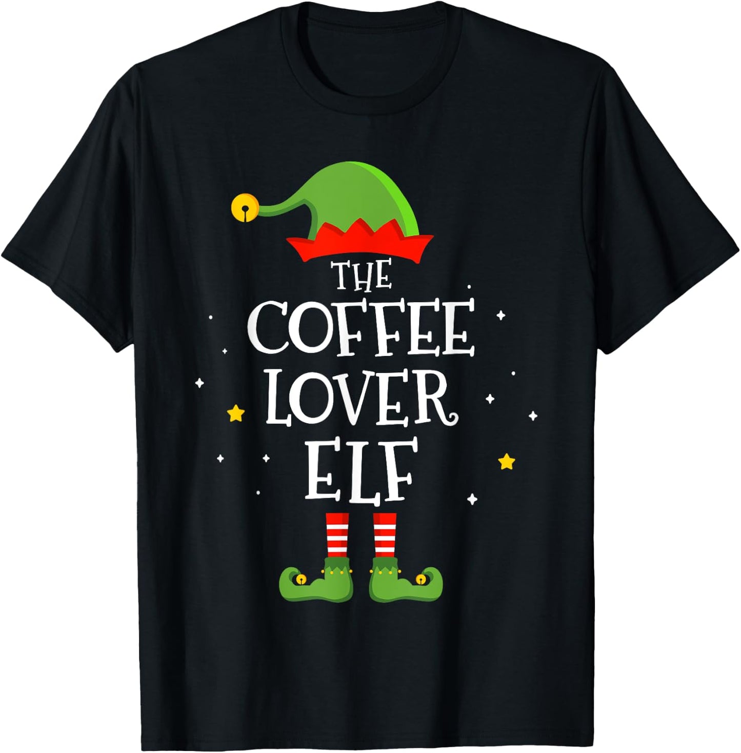 The coffee lover elf funny christmas matching family pajama T-Shirt - T-Shirt | Black