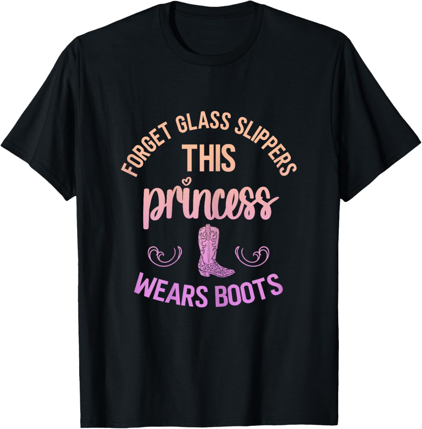 Princess Cowboy Boots Western Cowgirl Girl Country Horse T-Shirt - T-Shirt | Black