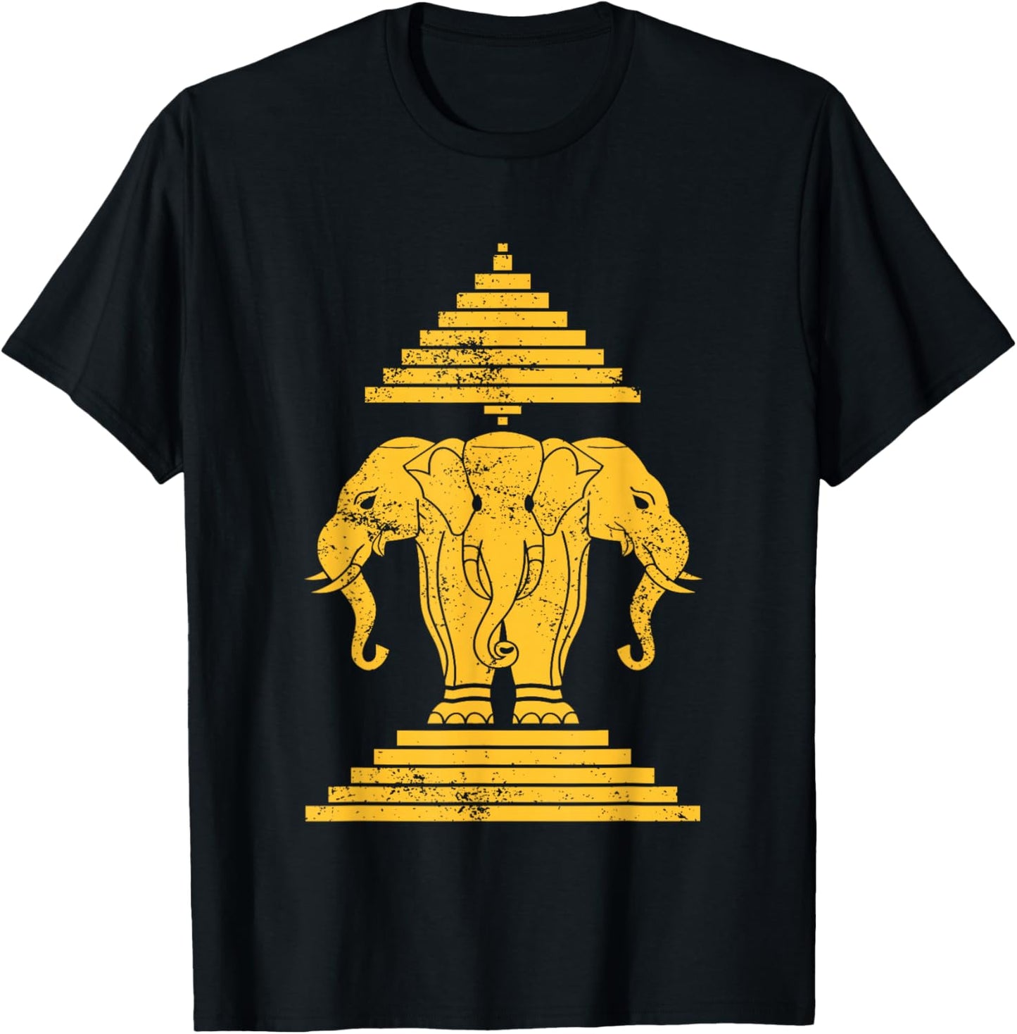 Erawan Three Headed Elephant Kingdom of Laos T-Shirt - T-Shirt | Black