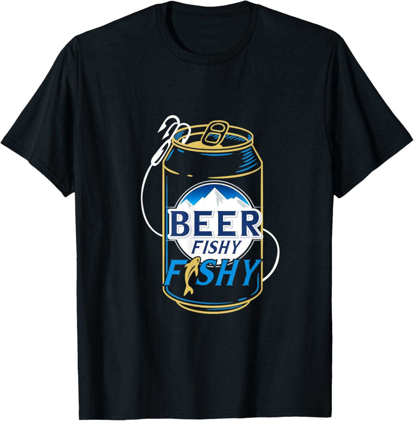Dad Fishing Shirt - Beer Fishy - Novelty T Shirts T-Shirt - T-Shirt | Black