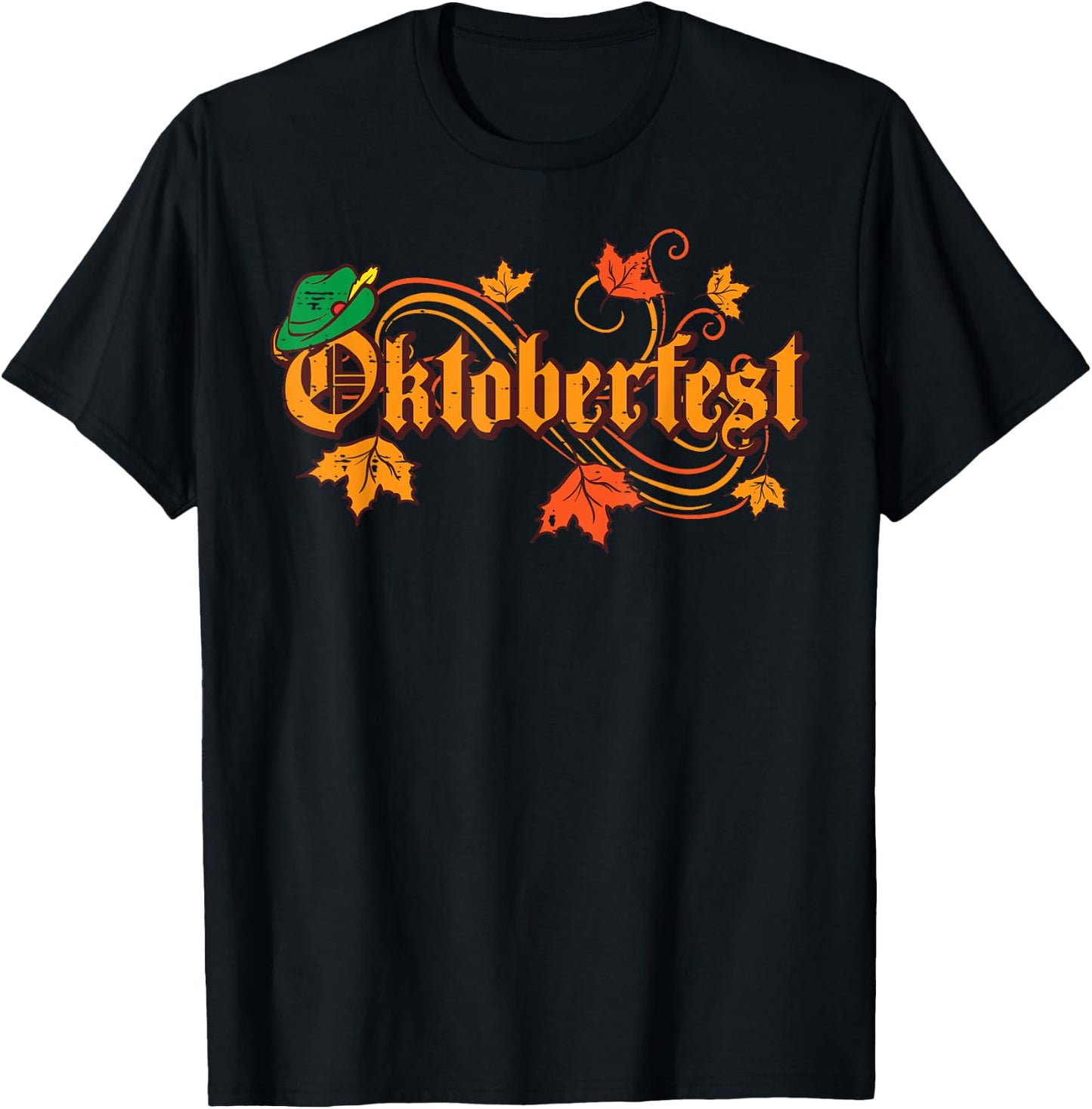 Oktoberfest Maple Leaves Vintage Fall Autumn Men Women Kids T-Shirt - T-Shirt | Black