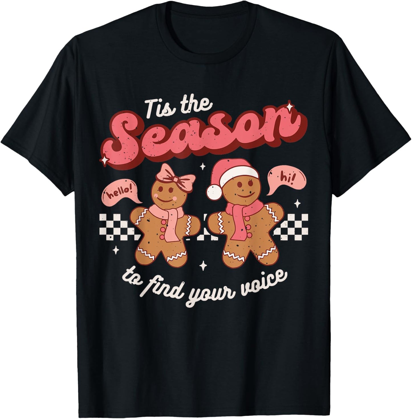 Speech Language Therapy Christmas Retro SLP Therapist Groovy T-Shirt - T-Shirt | Black