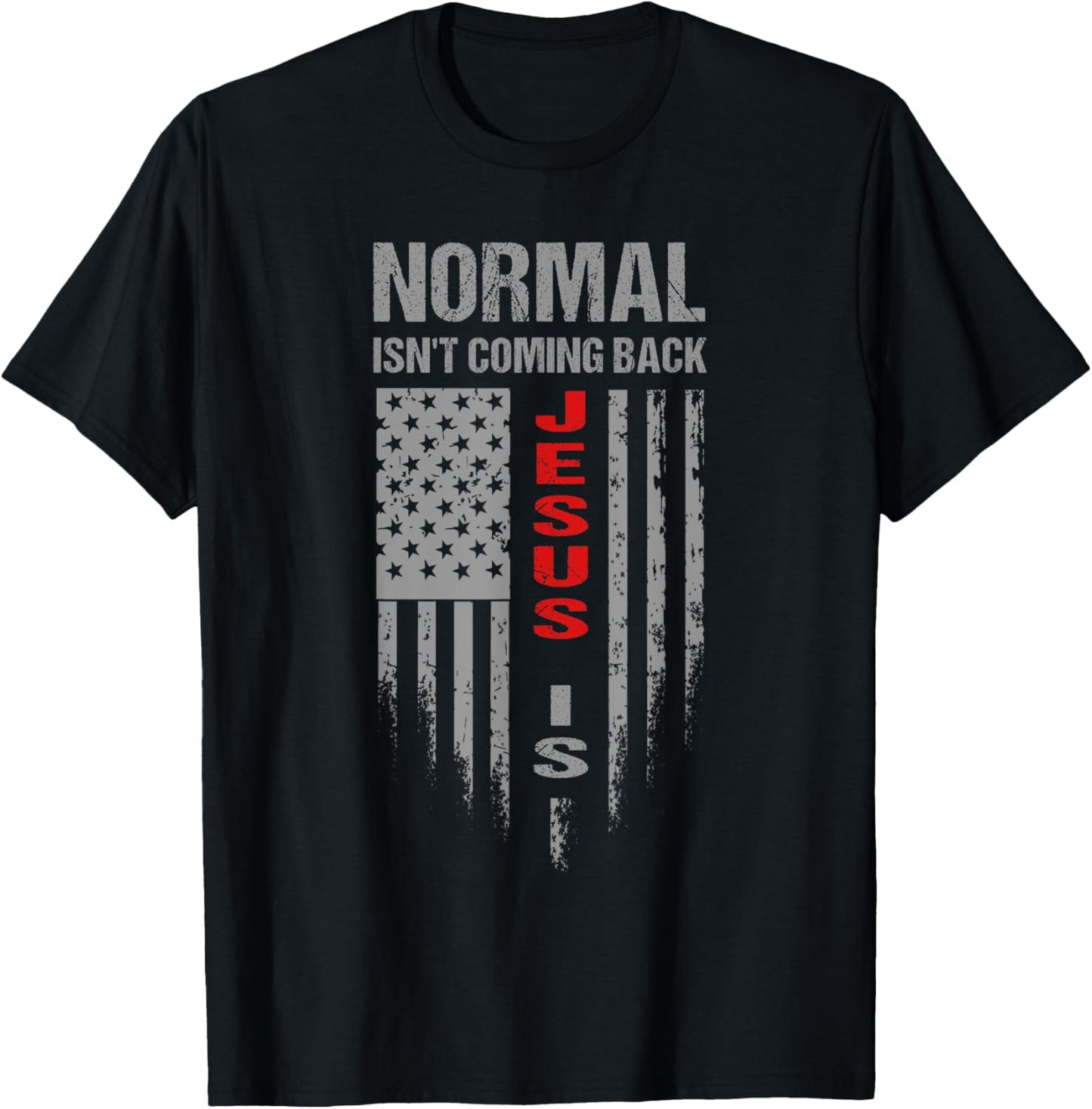 Normal Isn't Coming Back Jesus Is Christian Faith - Flag T-Shirt - T-Shirt | Black