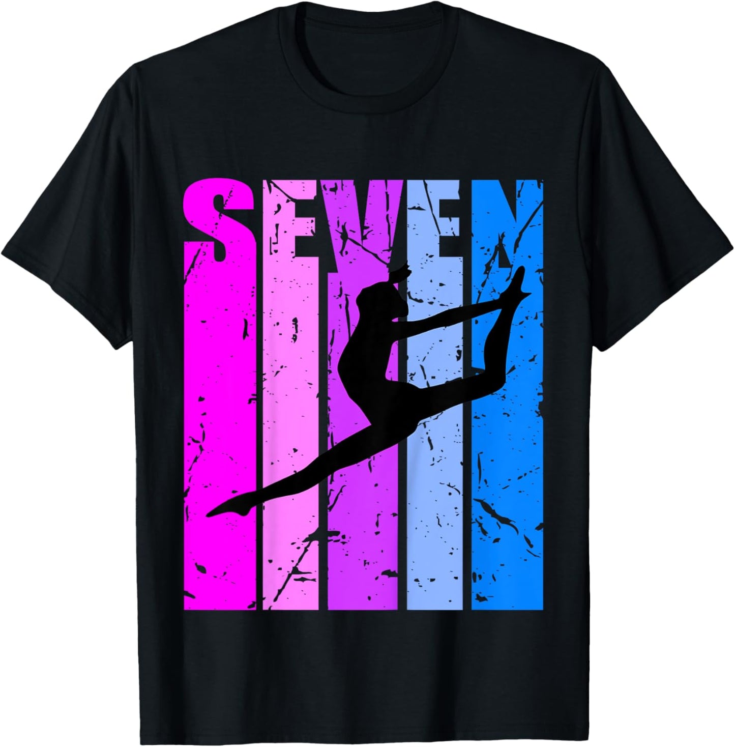 Kids Girls Gymnastics 7th Birthday Dance Dancing Gymnast Ballet T-Shirt - T-Shirt | Black