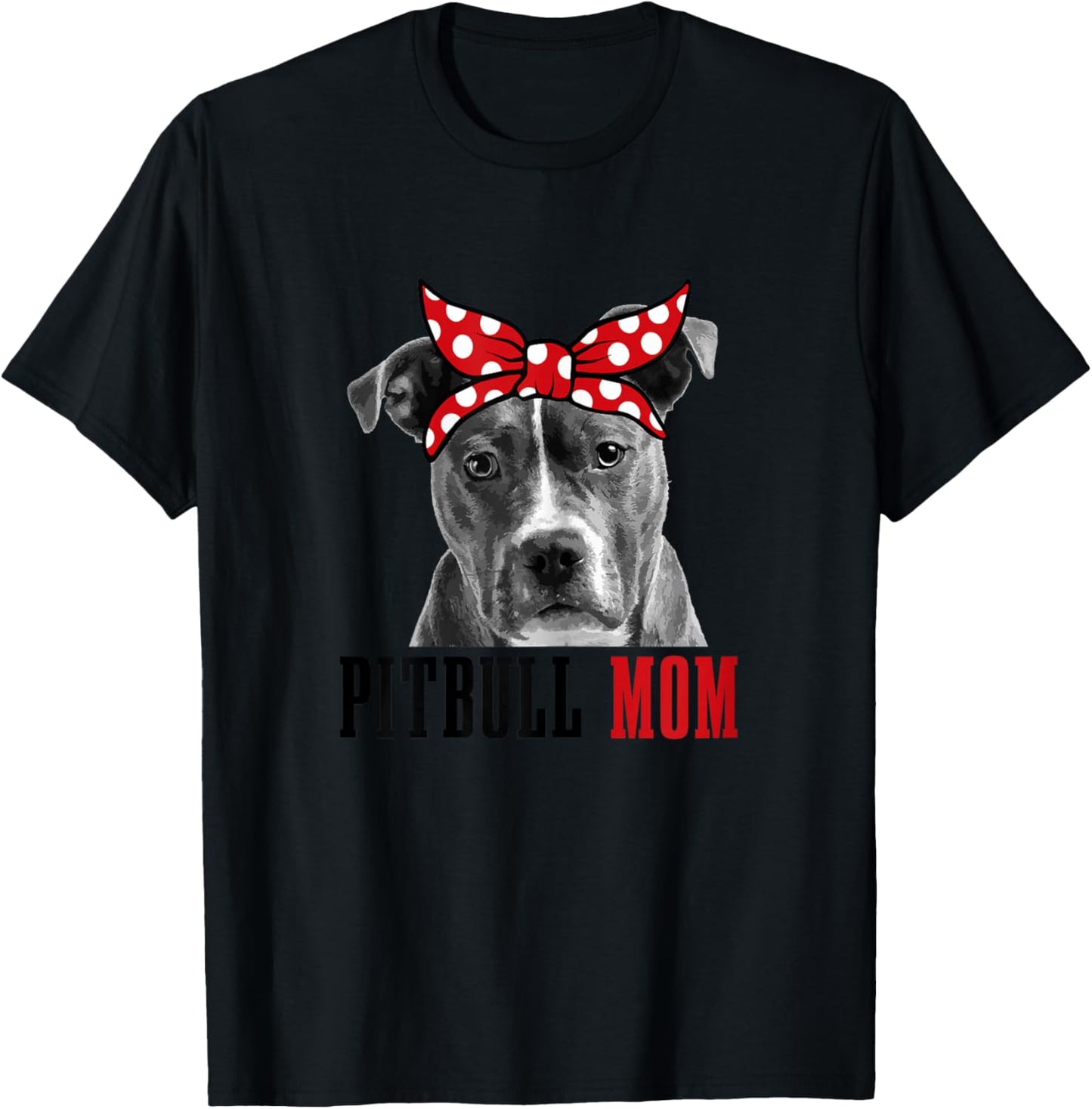 Pitbull Mom Funny Cute Vintage Pitbull Dog Mom T-Shirt - T-Shirt | Black