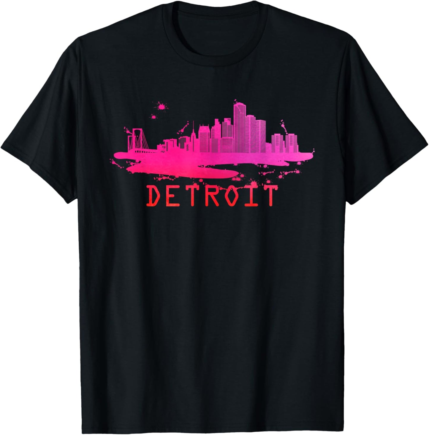 Modern Detroit Cityscape Souvenir - Detroit Skyline T-Shirt - T-Shirt | Black