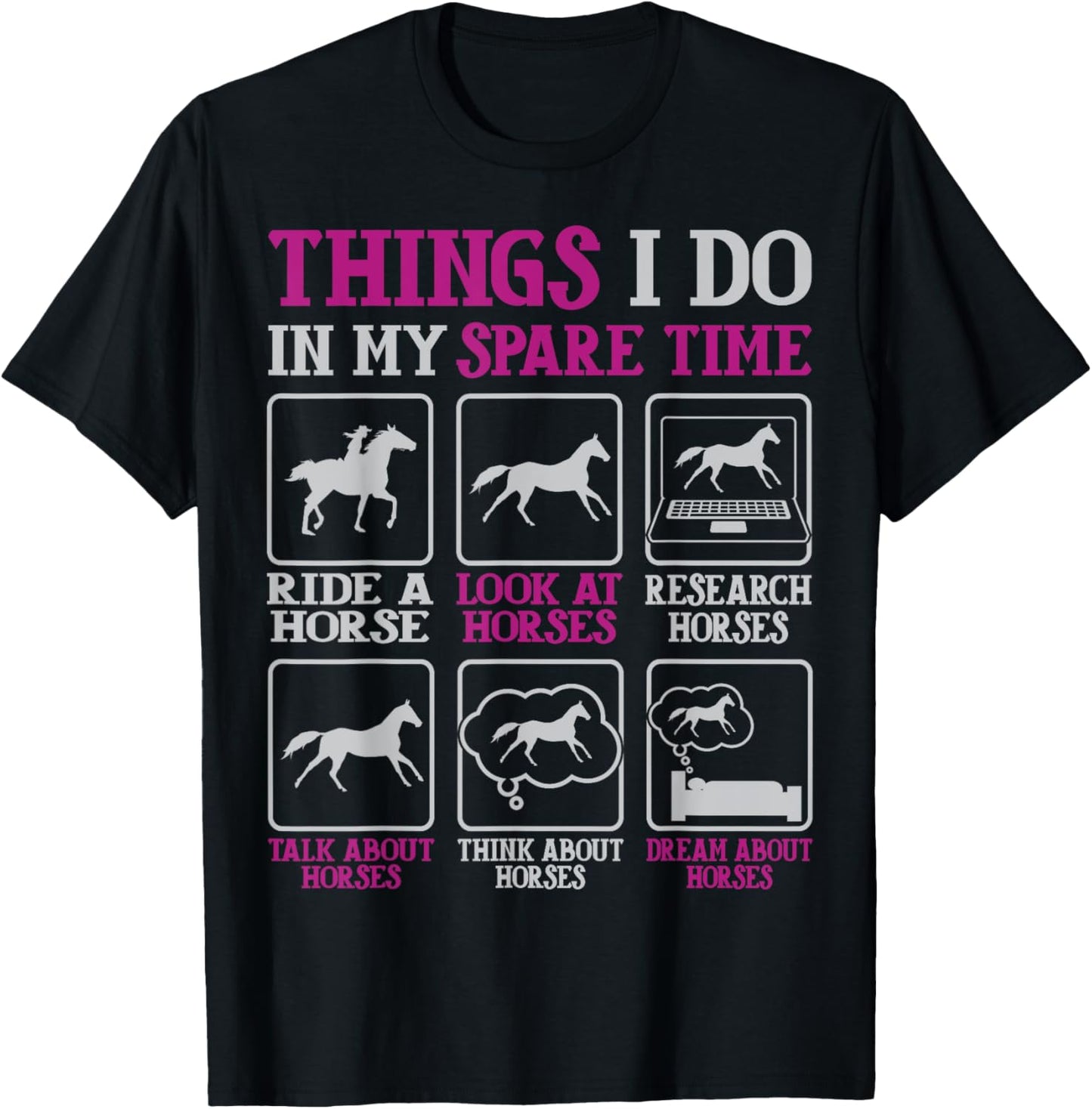 Things I Do In My Spare Time, Horse Riders For Girls, Women T-Shirt - T-Shirt | Black