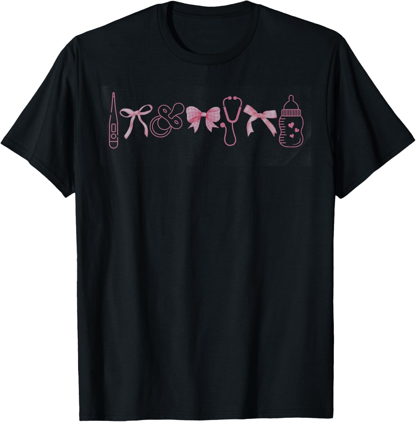 Coquette Mother Baby Nurse Graduation Postpartum RN NICU T-Shirt - T-Shirt | Black