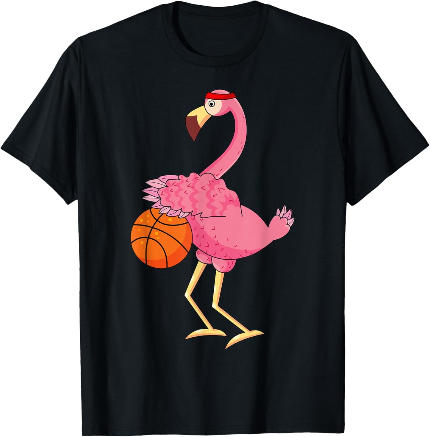 Flamingo Basketball Flamingo Playing Basketball T-Shirt - T-Shirt | Black