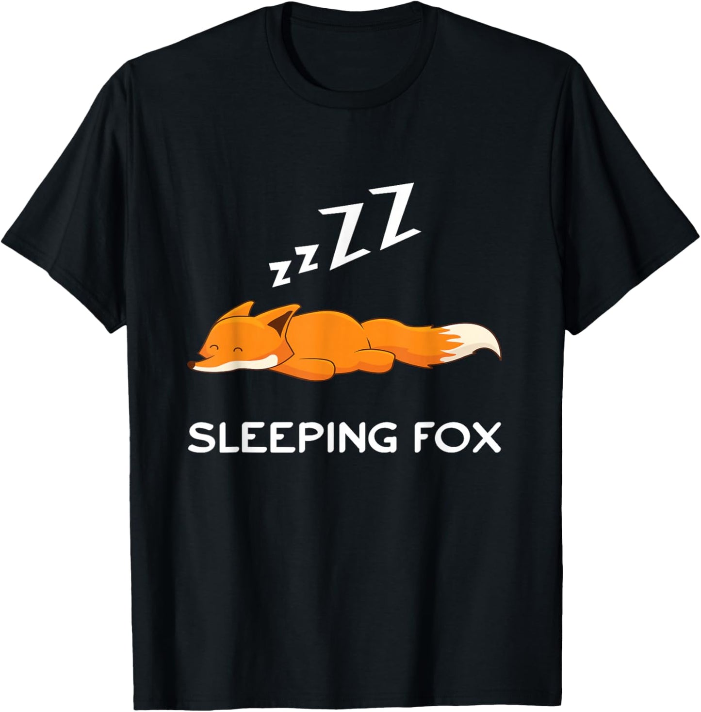 Sleep Cartoon Fox Top T-Shirt - T-Shirt | Black