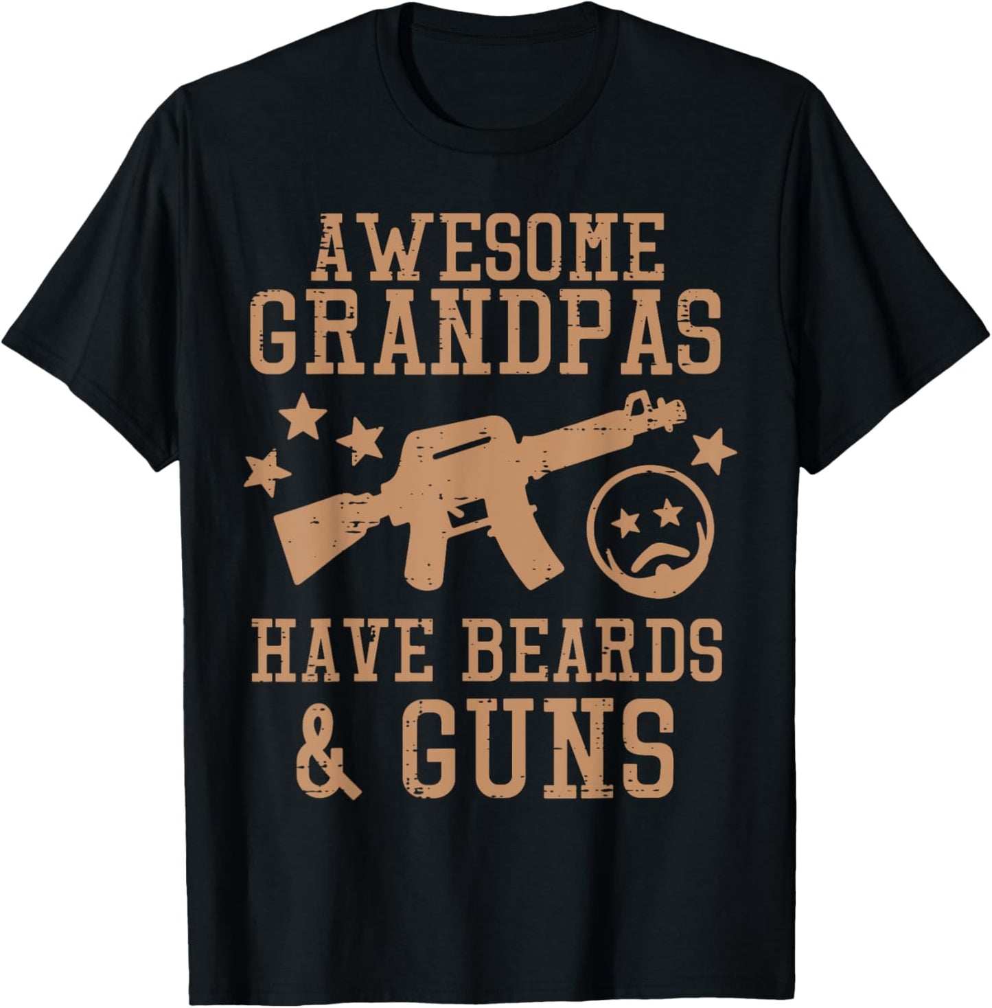 Awesome Grandpas Have Beards Guns Funny Fathers Day Pawpaw T-Shirt - T-Shirt | Black