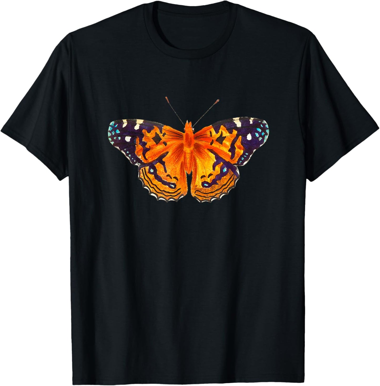American Painted Butterfly Illustration & Women T-Shirt - T-Shirt | Black