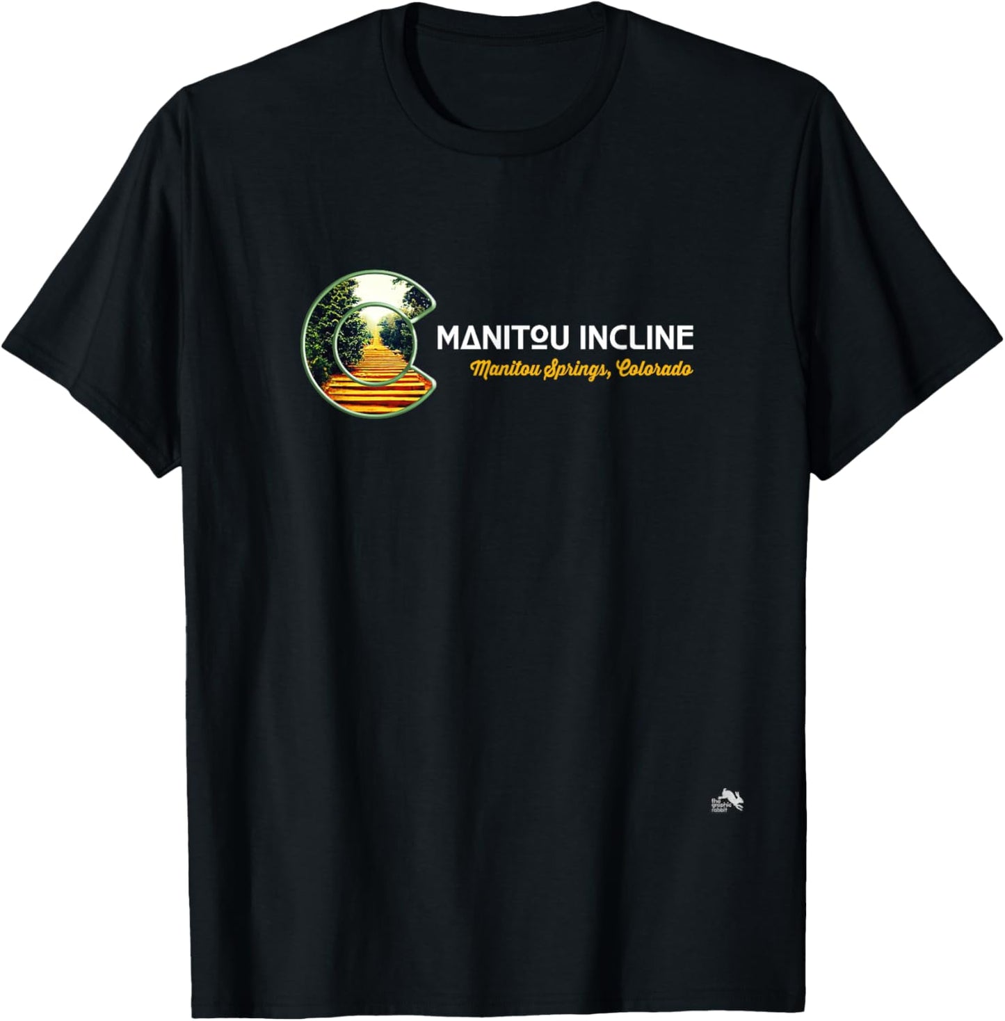 Manitou Springs Incline Colorado State Flag C Logo T-Shirt - T-Shirt | Black