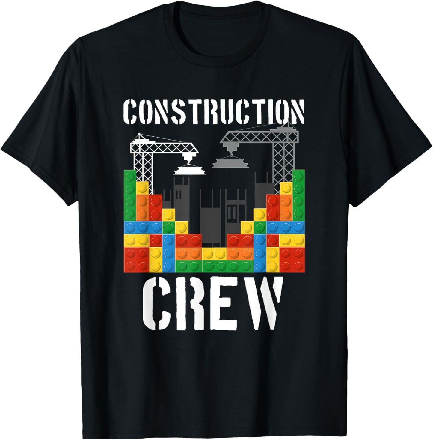 Construction Crew Master Builder Bricklayer Building Blocks T-Shirt - T-Shirt | Black