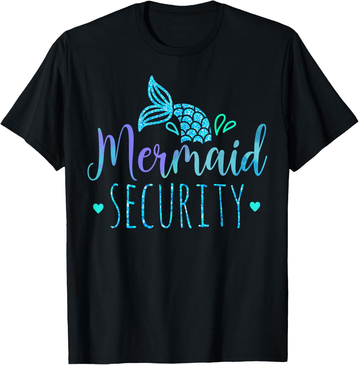 Mermaid Security Family Matching Birthday Party Boys Kids T-Shirt - T-Shirt | Black