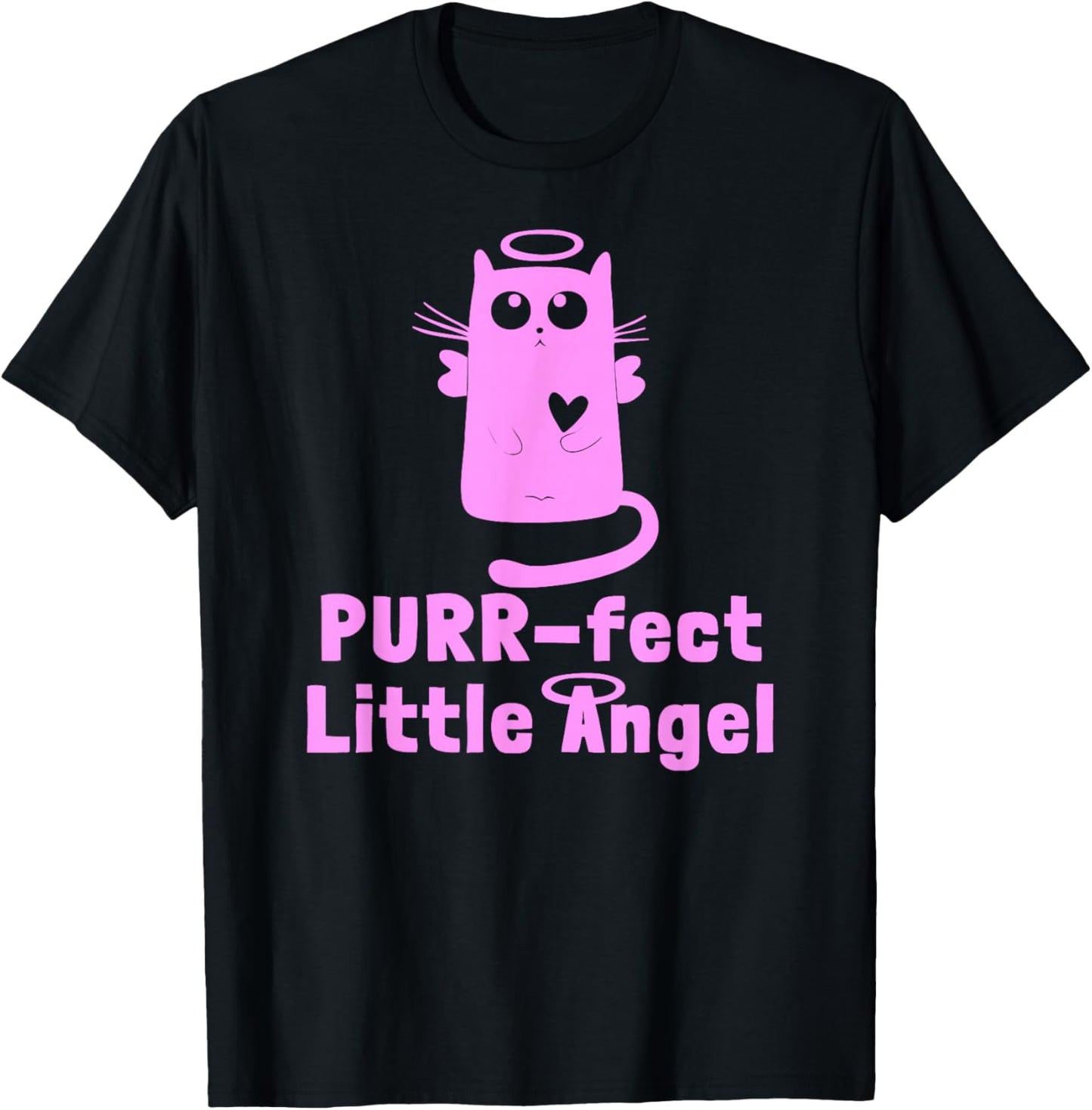 Kitty Angel Kitten Cat Purr-fect Little Angel Perfect Halo T-Shirt - T-Shirt | Black