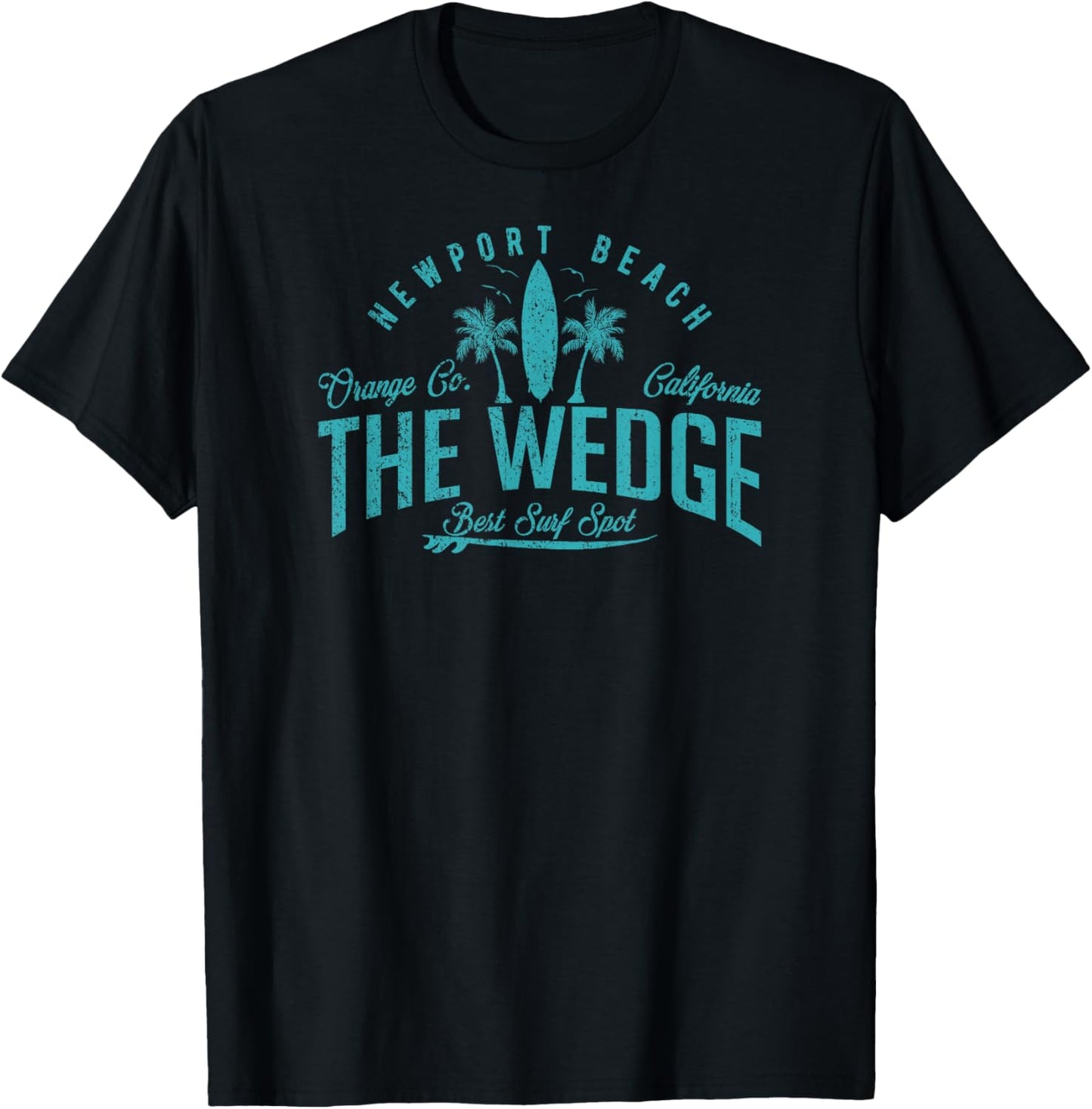 Vintage The Wedge Best Surf Spot Newport Beach Badge T-Shirt - T-Shirt | Black