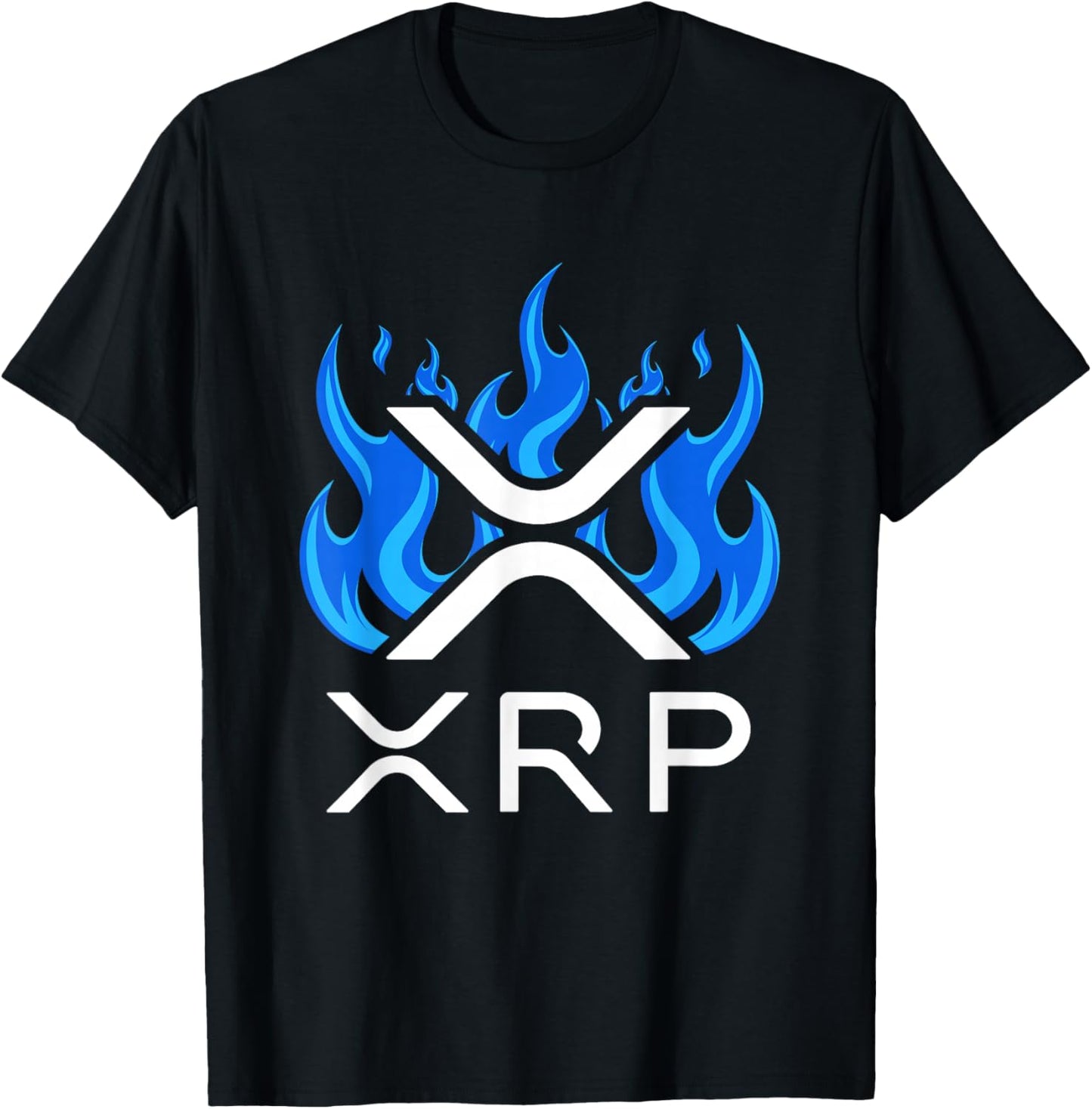 XRP - XRP Cryptocurrency - XRP Logo - Blue Flames - XRP T-Shirt - T-Shirt | Black